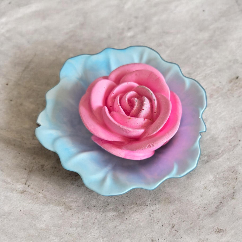 Coupelle fleurs en plâtre-Bleu