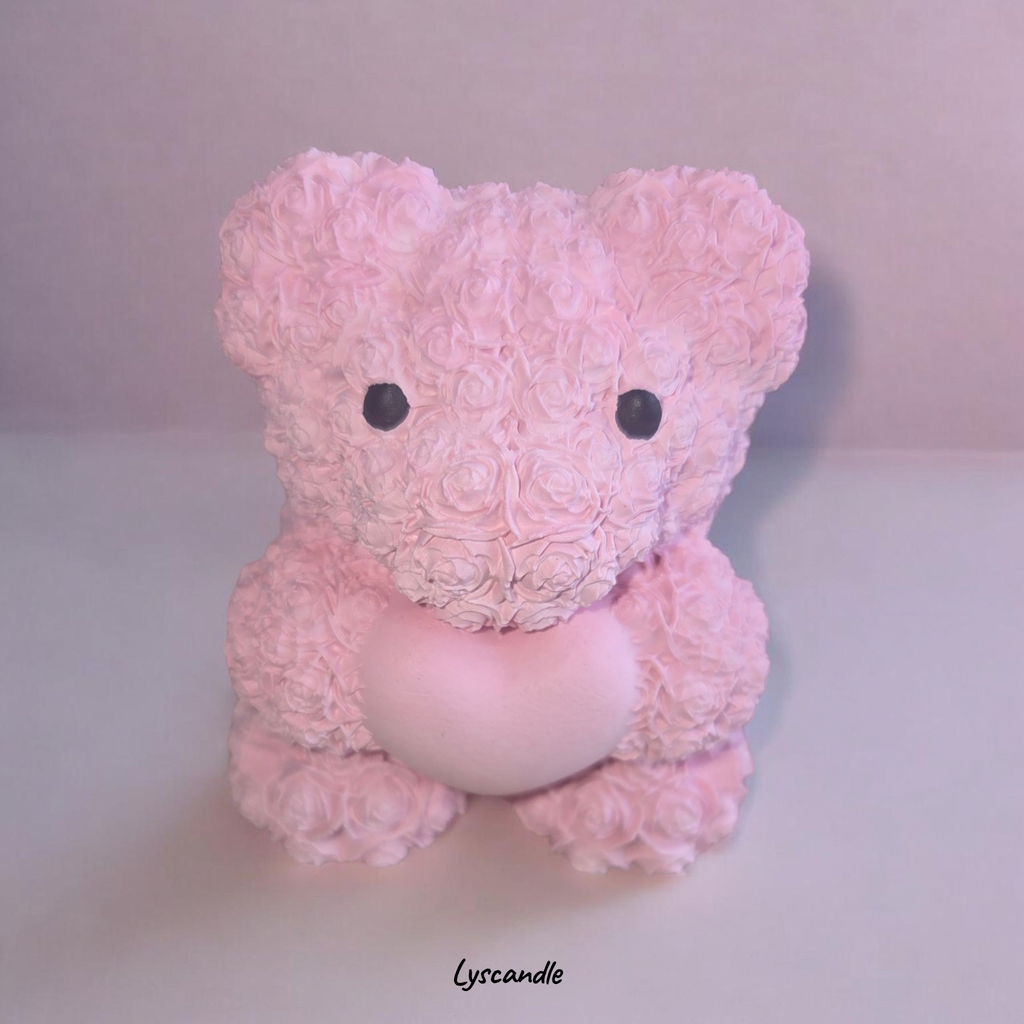 Ours fleuri en plâtre-Senteur Cotton Candy