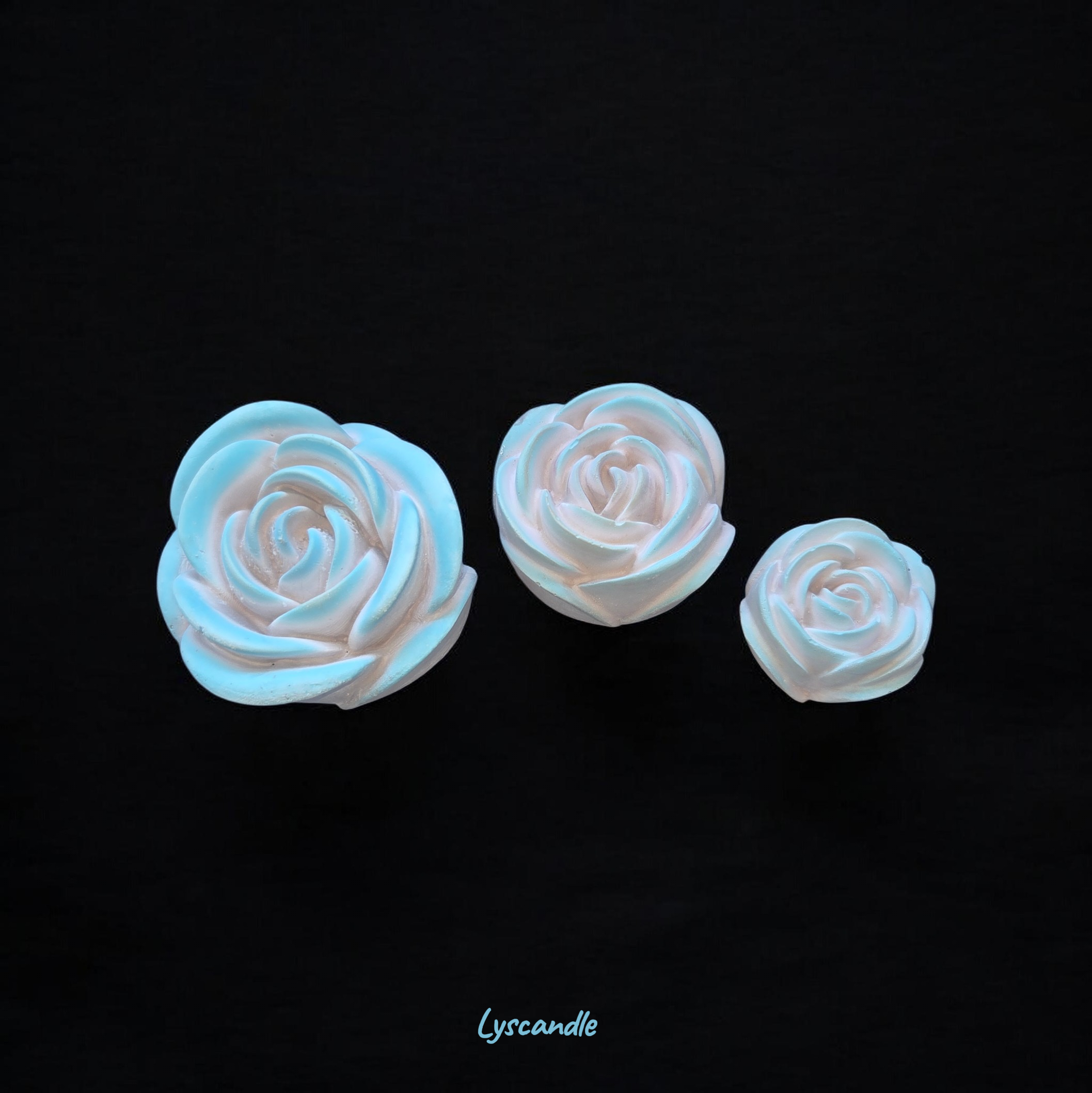Trio roses bleu pastel-Senteur Barbe à papa