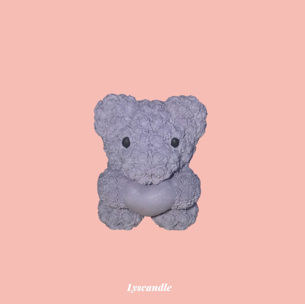 Ours fleuri en plâtre- Senteur Cotton Candy