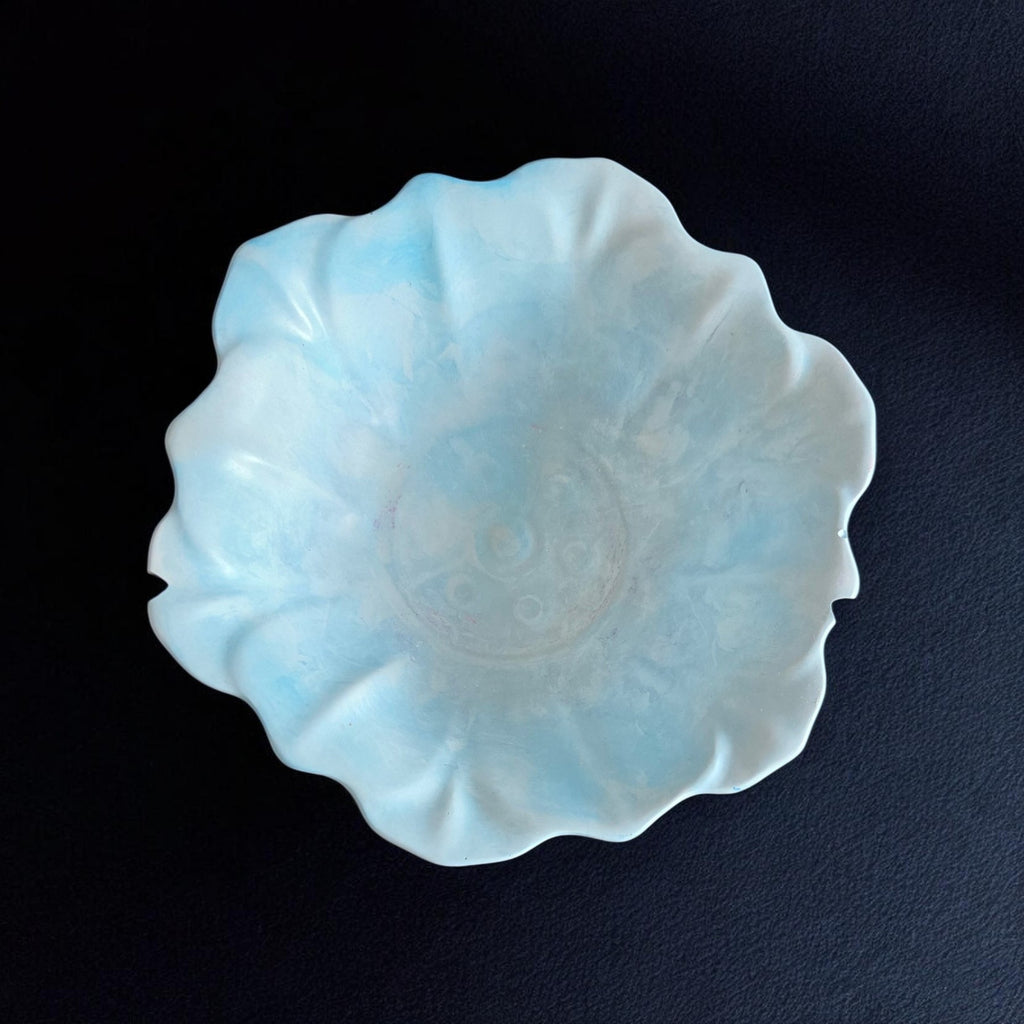Coupelle fleurs en plâtre-Bleu