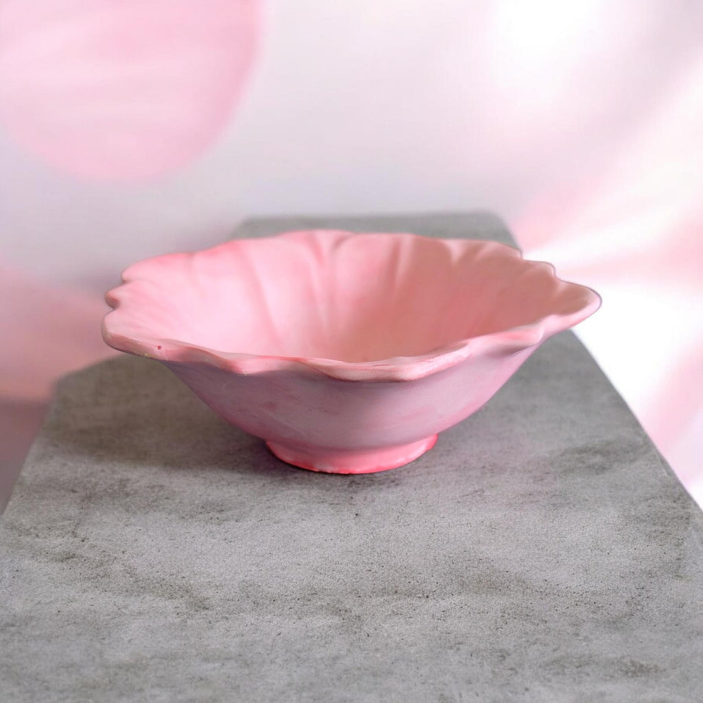Coupelle fleurie en plâtre- Rose