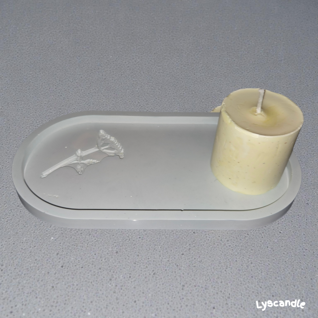 Plateau fleur en plâtre- fait main