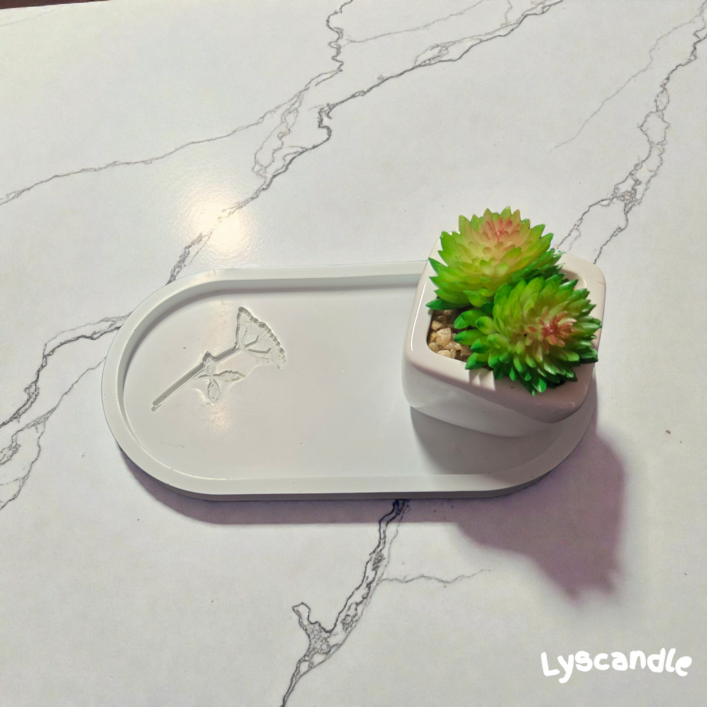 Plateau fleur en plâtre- fait main