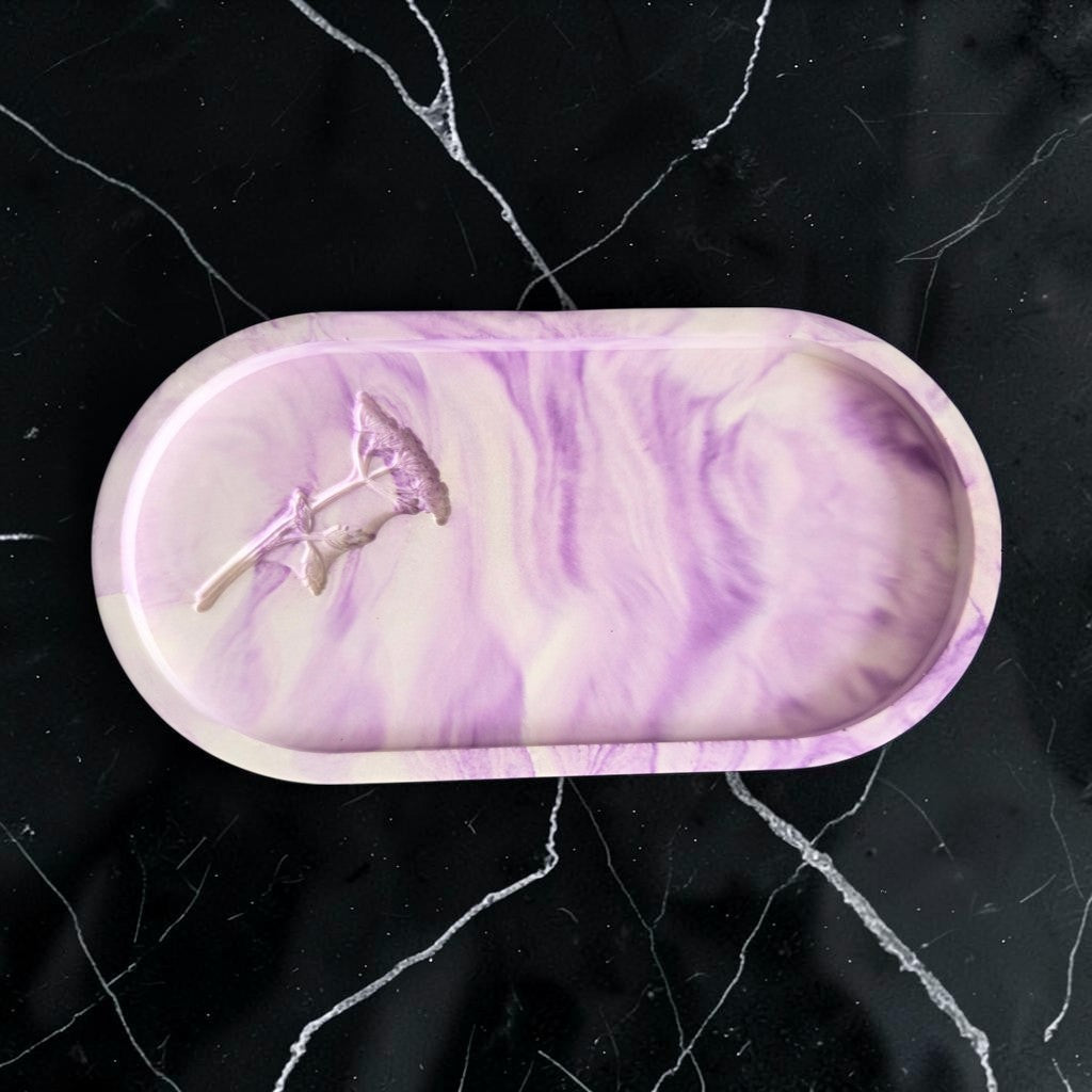 Plateau décoratif en plâtre – Marbré violet