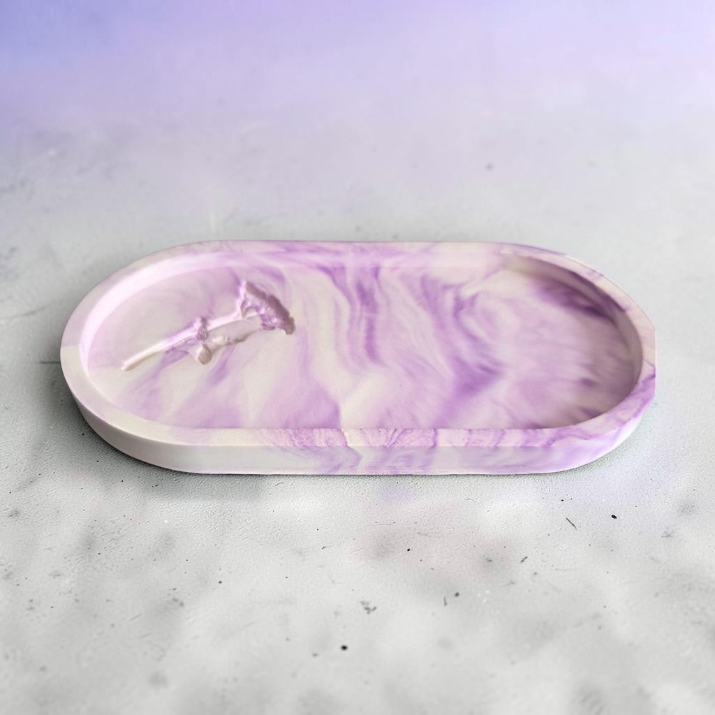 Plateau décoratif en plâtre – Marbré violet