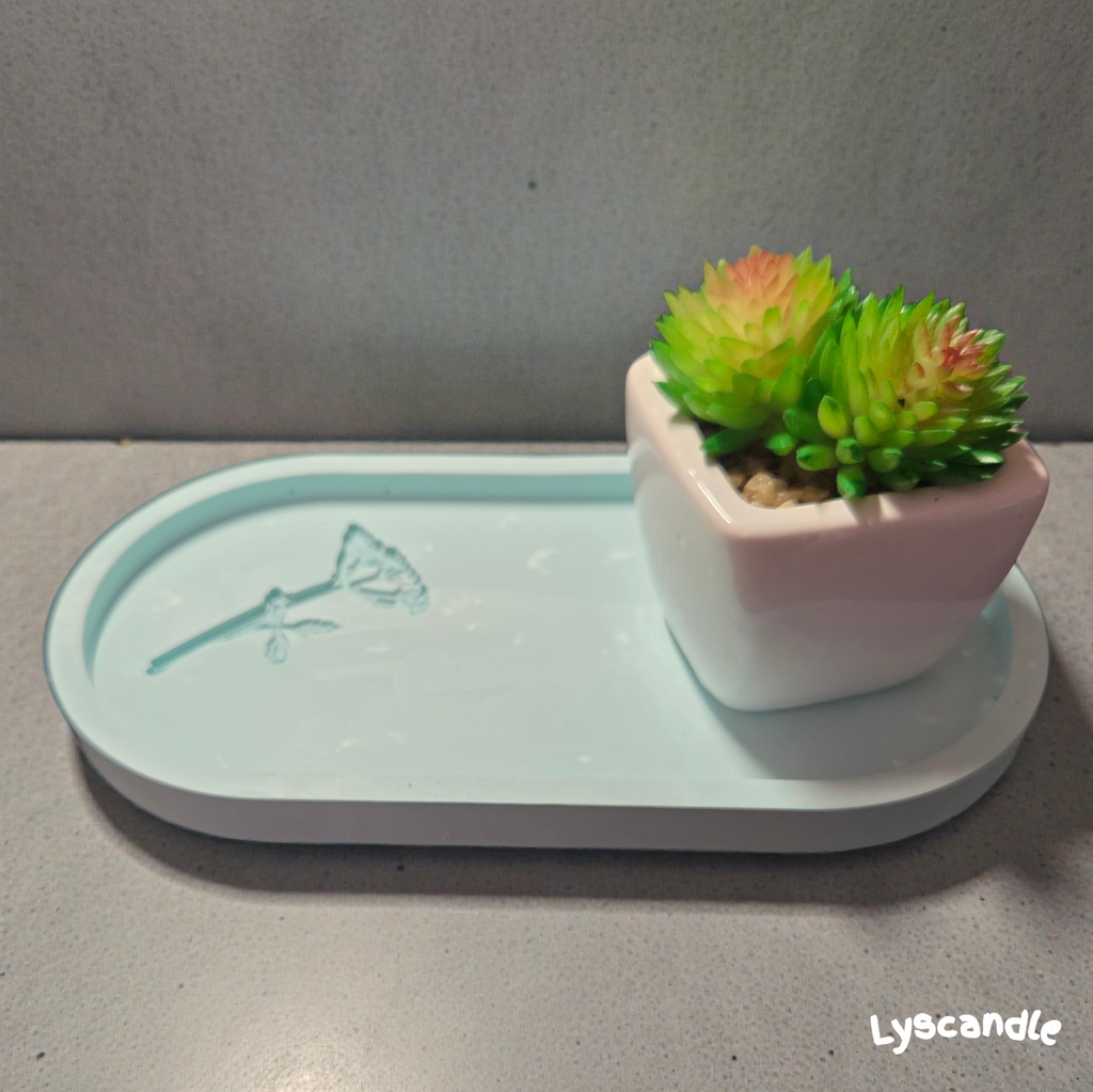 Plateau fleur en plâtre – fait main