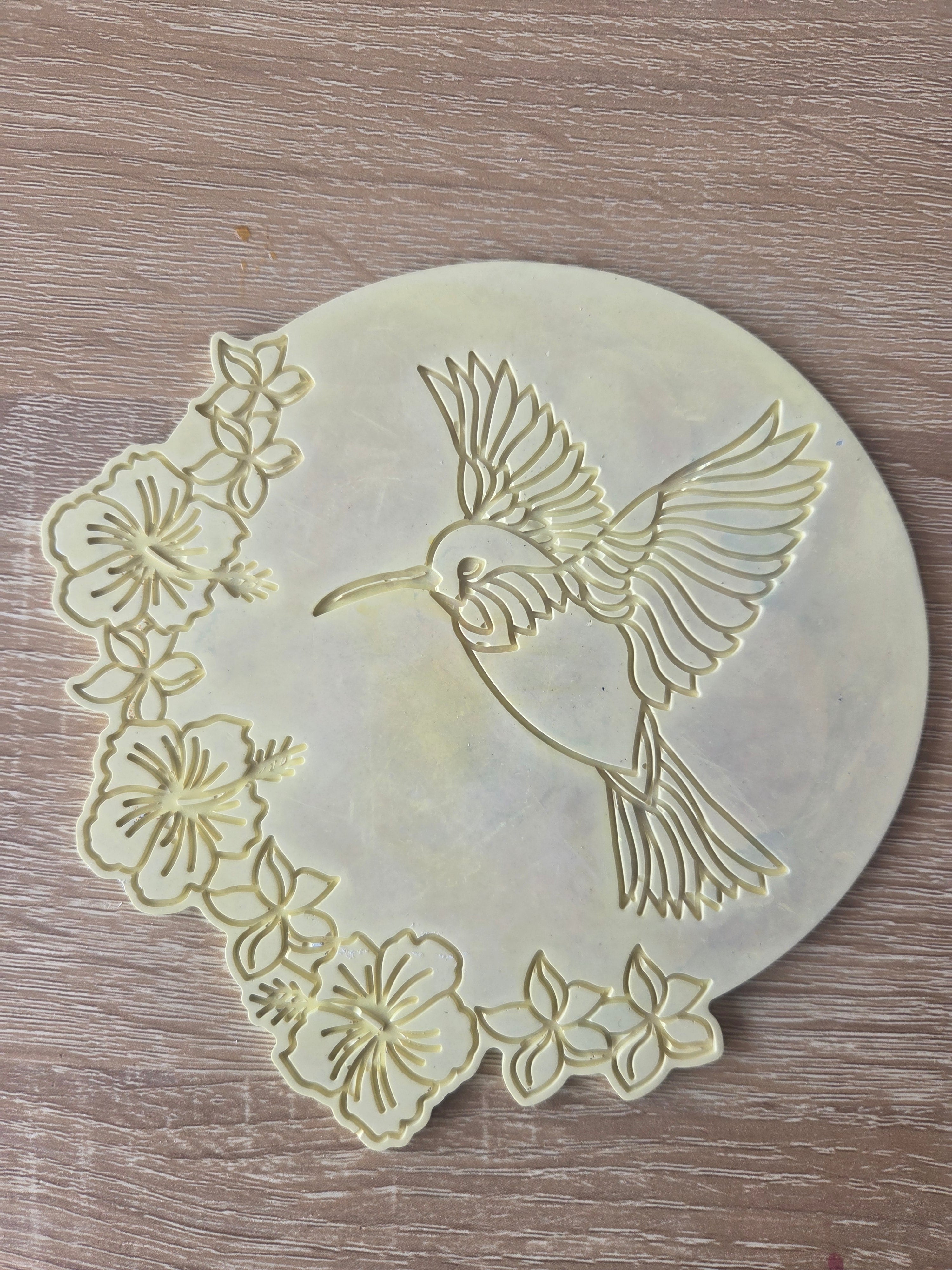 Plateau décoratif colibri-Jaune